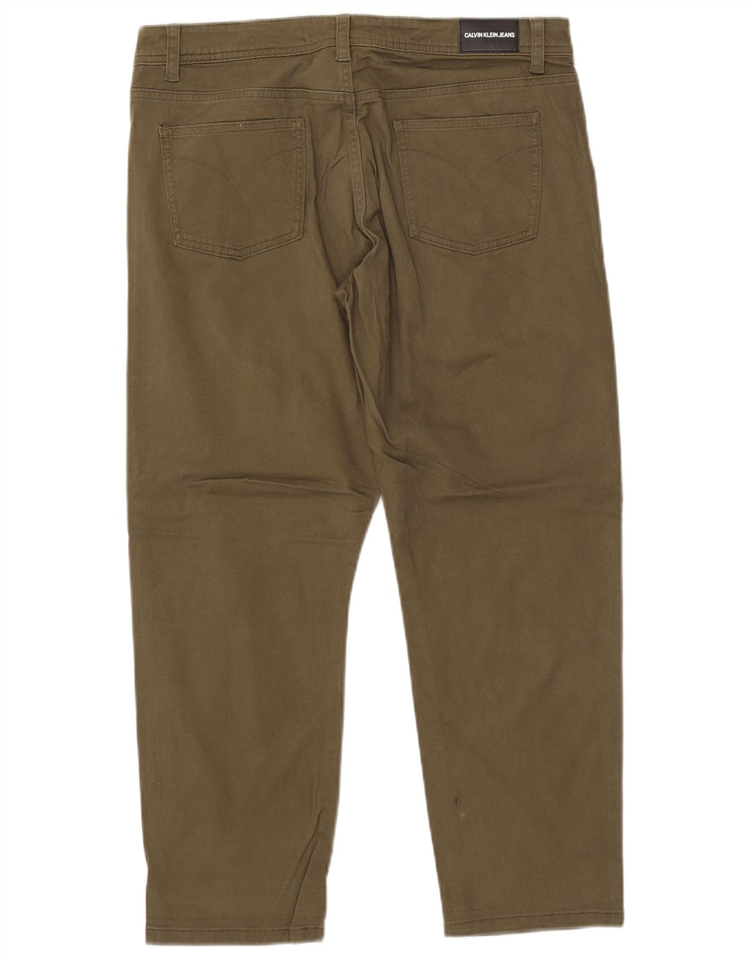 CALVIN KLEIN Womens Tapered Cropped Trousers US 12 Large W34 L26 Khaki