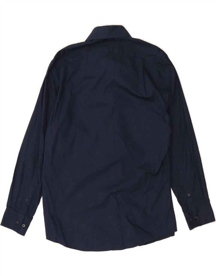 DOCKERS Mens Fitted Shirt Size 15 1/2 Medium Navy Blue Cotton Vintage Dockers and Second-Hand Dockers from Messina Hembry 