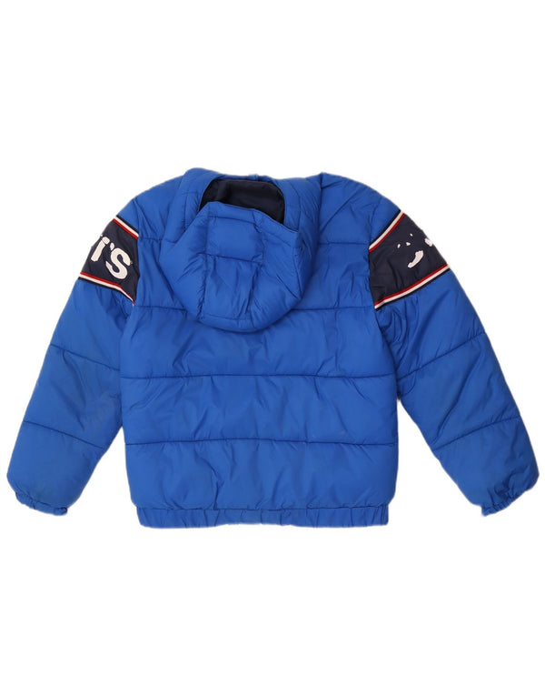 Levi's Boys Graphic Hooded Padded Jacket 12-13 Years Large Blue Colourblock