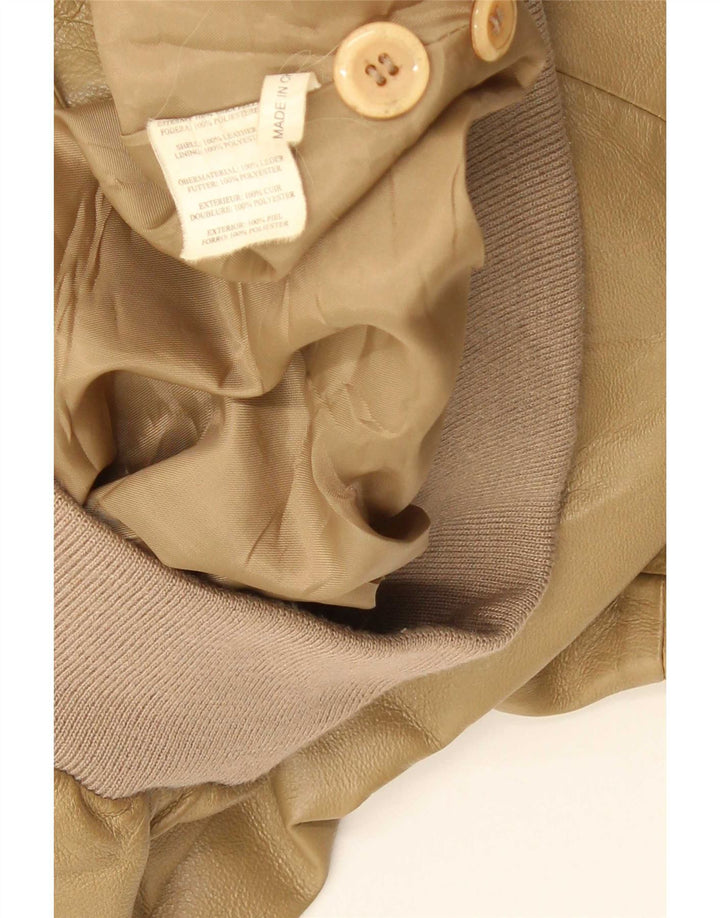 Vintage Mens Leather Bomber Jacket UK 42 XL Beige