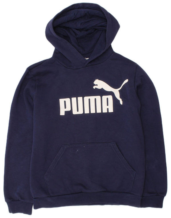 Puma Boys Graphic Hoodie Jumper 11-12 Years Navy Blue Cotton