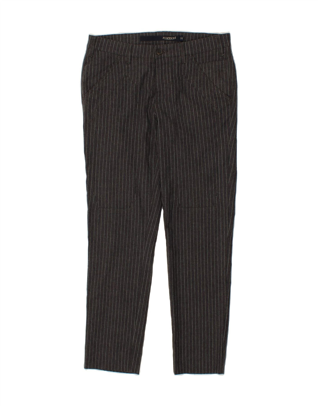 JECKERSON Womens Slim Suit Trousers W32 L28 Grey Striped Vintage Jeckerson and Second-Hand Jeckerson from Messina Hembry 