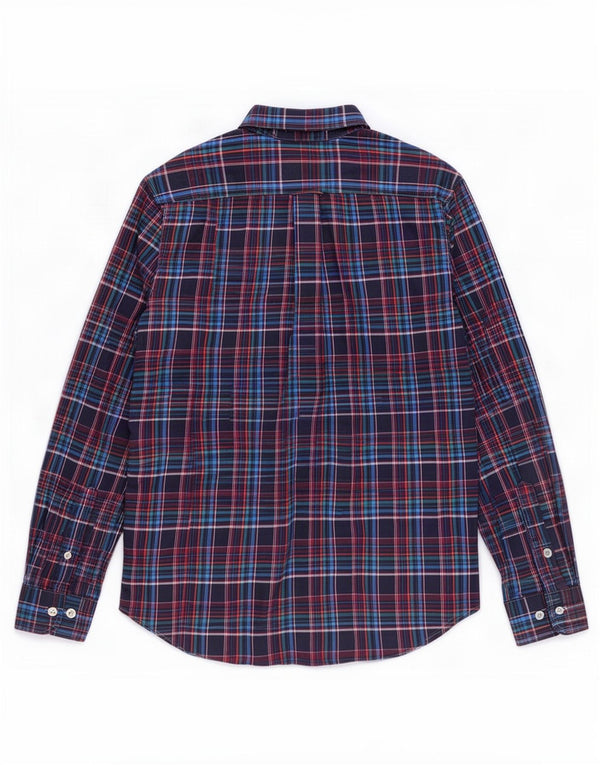 Nautica Mens Shirt Medium Navy Blue Check Cotton