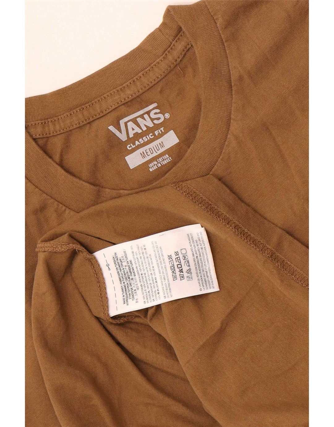 Vans Mens Classic Fit Graphic T-Shirt Top Medium Beige Cotton