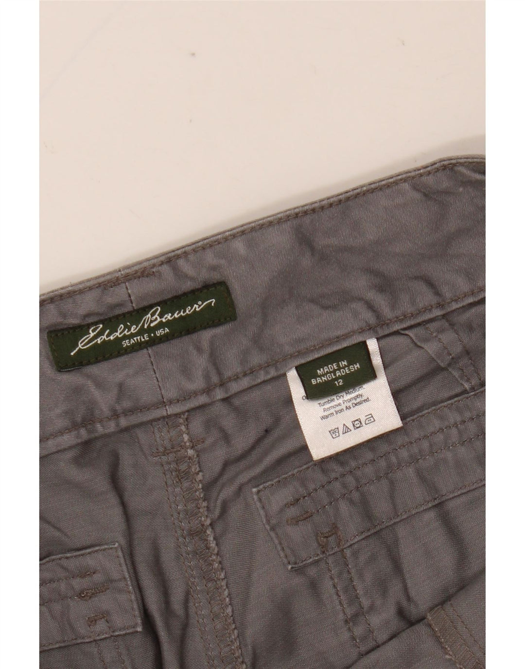 EDDIE BAUER Womens Straight Cargo Trousers US 12 Large W35 L30 Grey Cotton