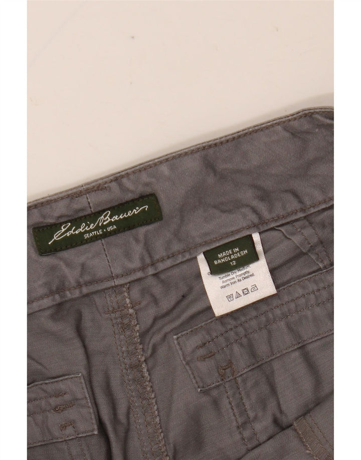 EDDIE BAUER Womens Straight Cargo Trousers US 12 Large W35 L30 Grey Cotton