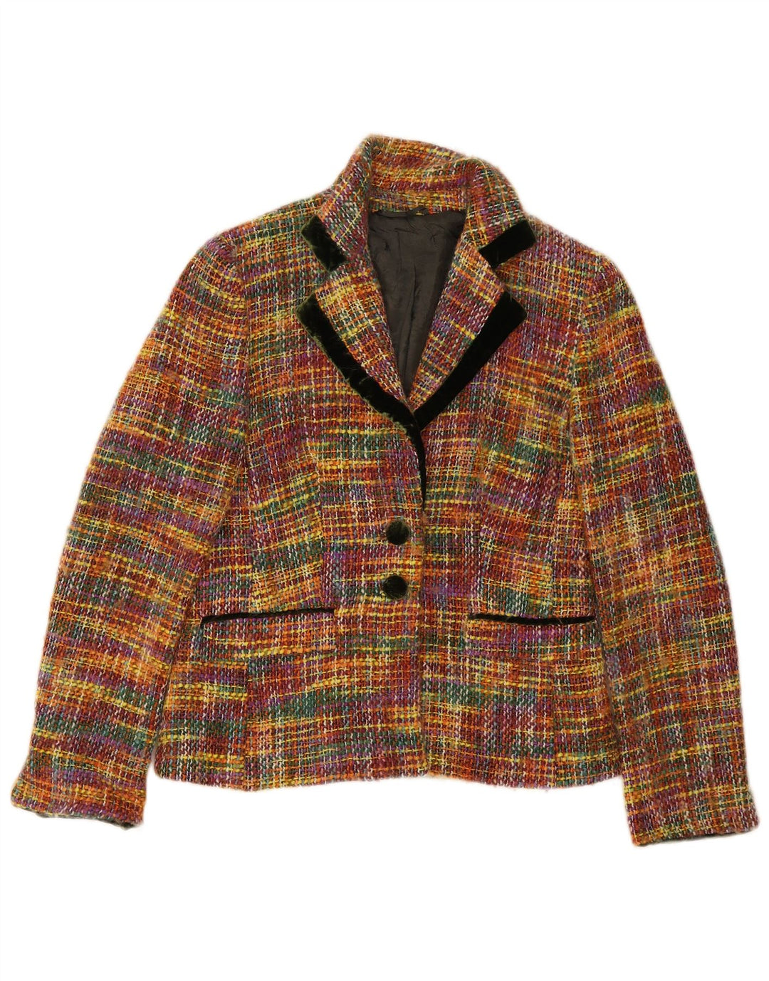 Vintage Womens 2 Button Blazer Jacket IT 44 Medium Multicoloured Check