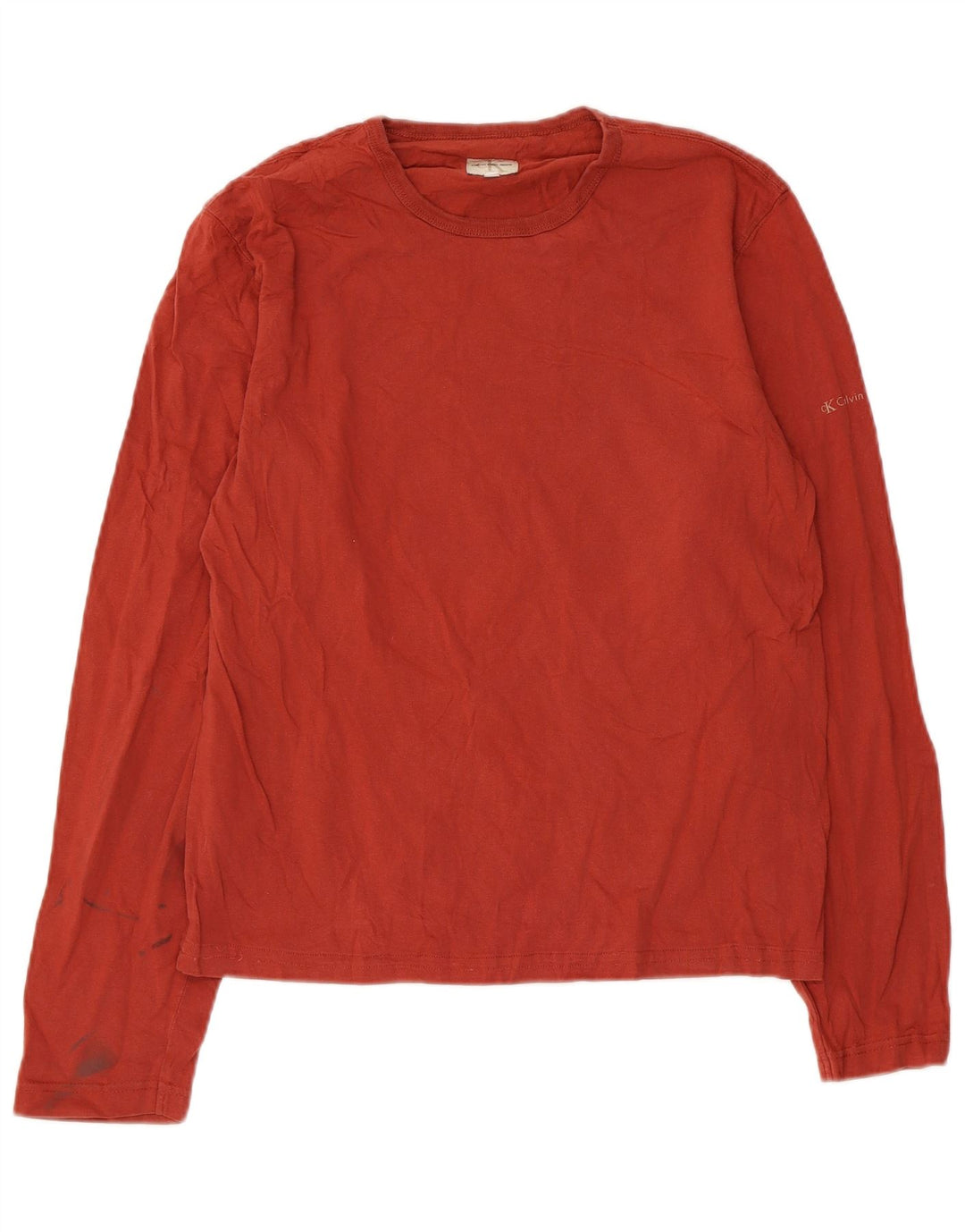 Calvin Klein Jeans Mens Top Long Sleeve Medium Red Cotton