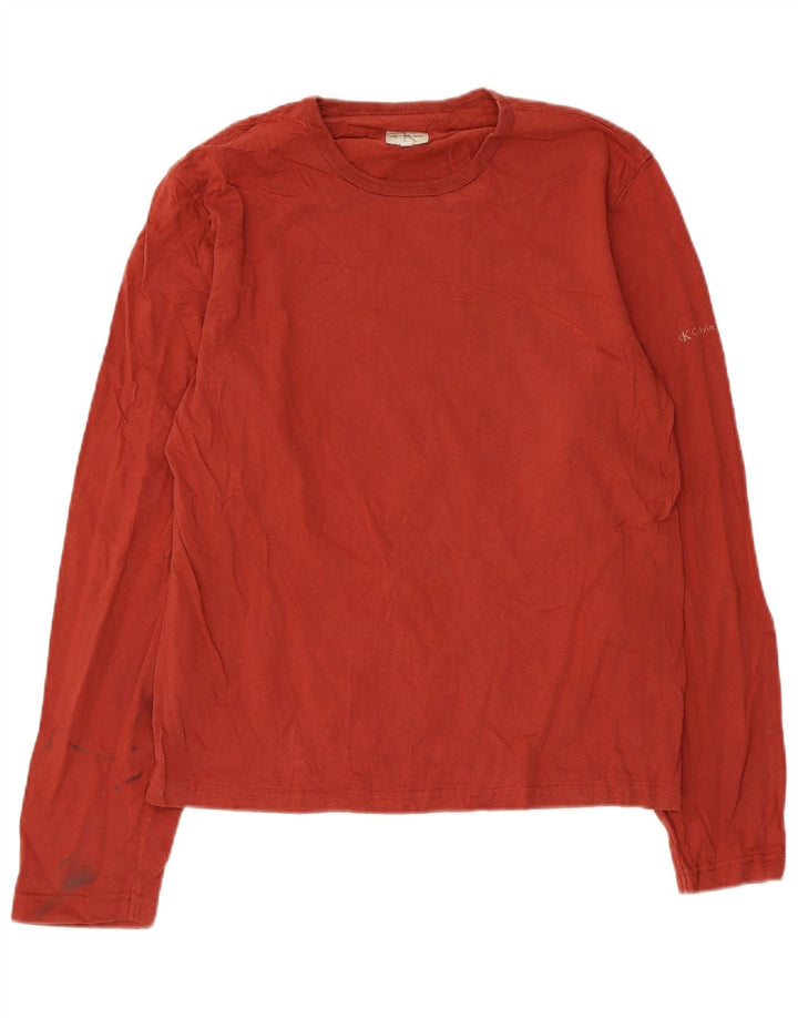 Calvin Klein Jeans Mens Top Long Sleeve Medium Red Cotton
