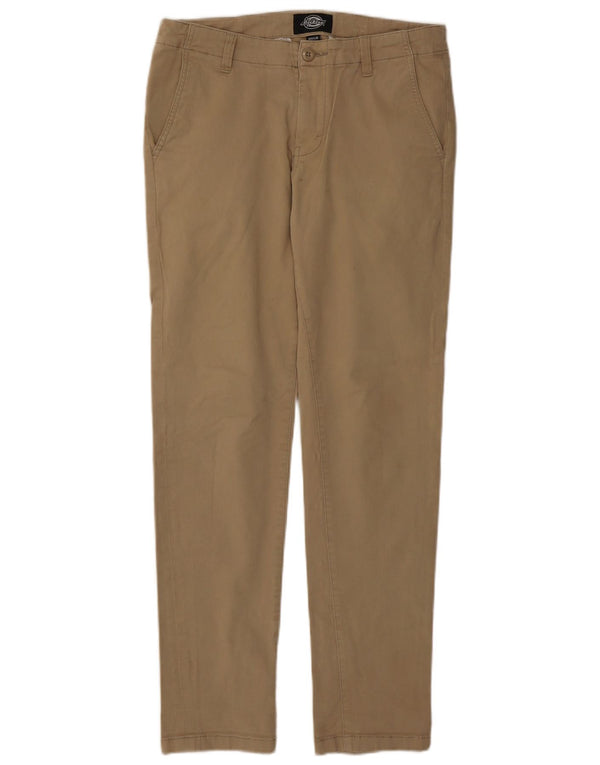 DICKIES Mens Slim Chino Trousers W31 L30 Beige Cotton