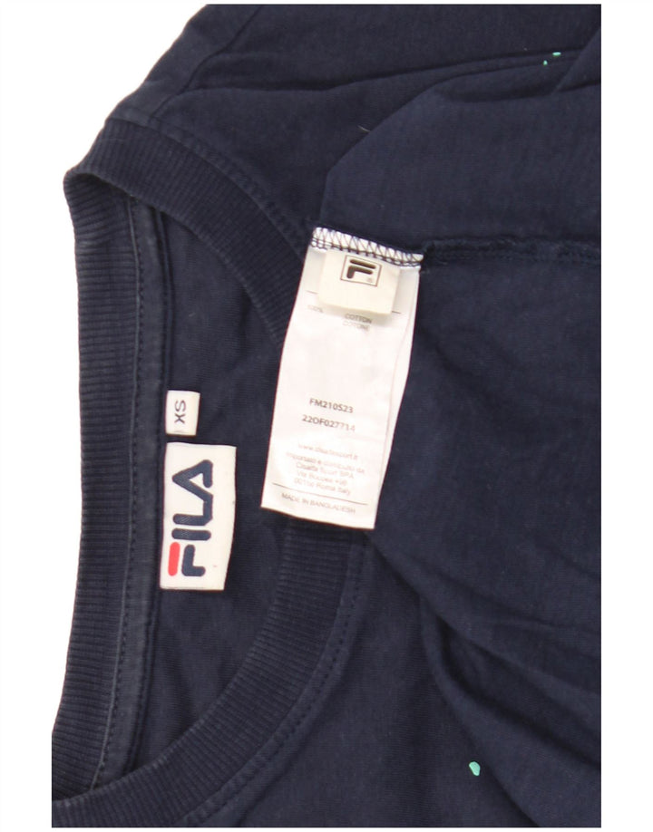 Fila Mens Graphic T-Shirt Top XS Navy Blue