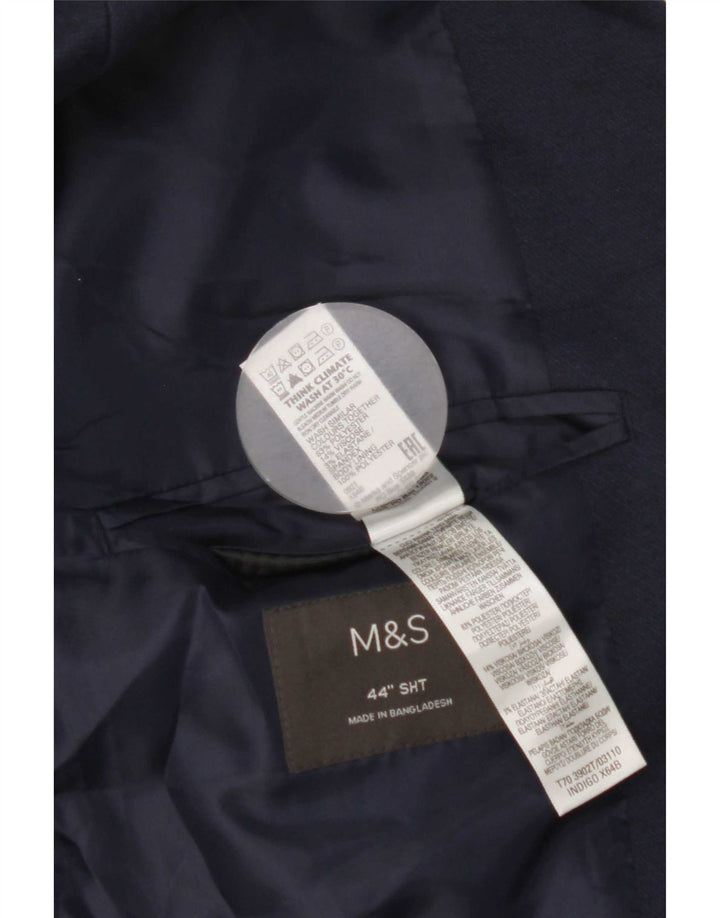 Marks & Spencer Mens 2 Button Blazer Jacket UK 44 XL Navy Blue Polyester