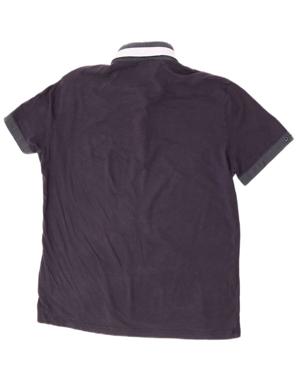 Cesare Paciotti Mens Rugby Polo Shirt 2XL Navy Blue Cotton