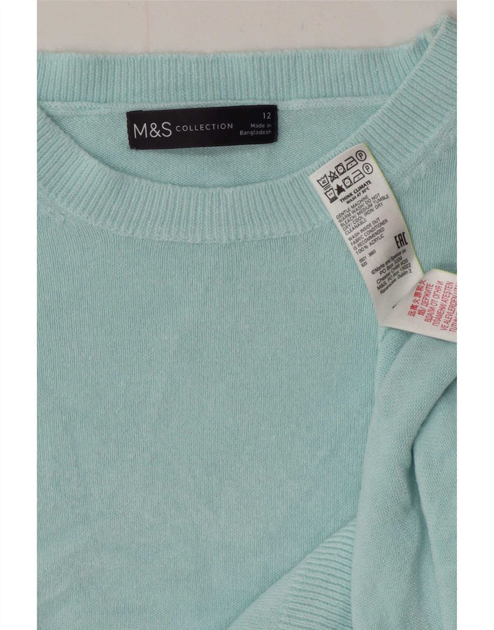 Marks & Spencer Womens Crew Neck Jumper Sweater UK 12 Medium Turquoise