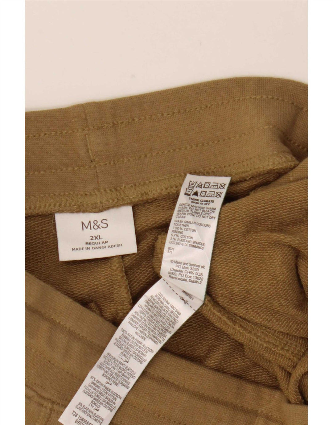 Marks & Spencer Mens Tracksuit Trousers 2XL Beige Cotton