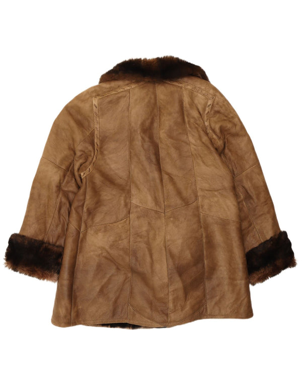 Vintage Womens Shearling Coat EU 40 Medium Brown Shearling
