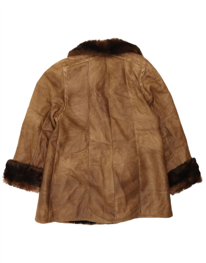 Vintage Womens Shearling Coat EU 40 Medium Brown Shearling