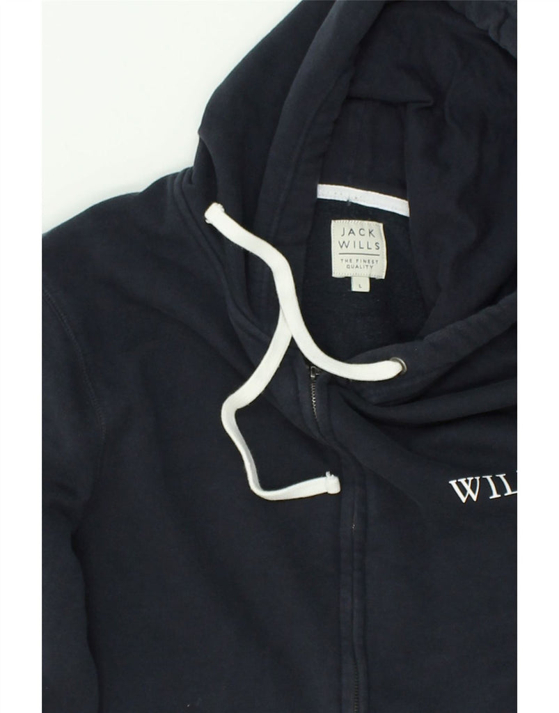 JACK WILLS Womens Zip Hoodie Sweater UK 16 Large Black Cotton | Vintage Jack Wills | Thrift | Second-Hand Jack Wills | Used Clothing | Messina Hembry 