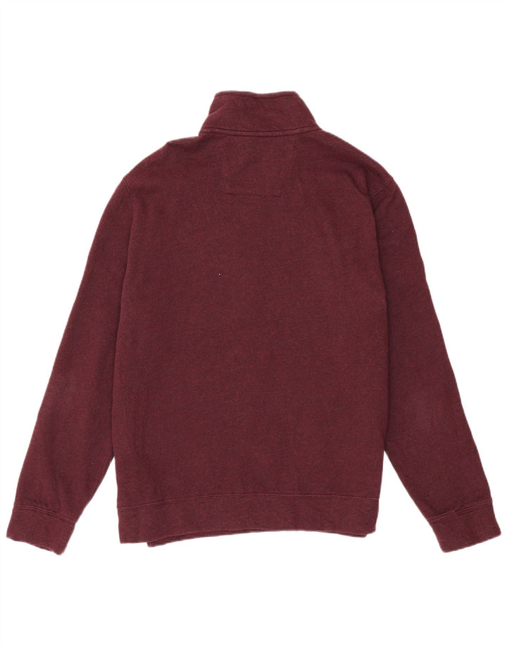 Nautica Mens Zip Neck Sweatshirt Jumper Medium Burgundy Cotton