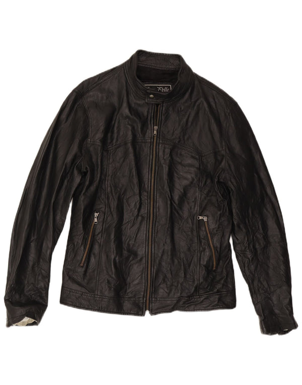 Vintage Mens Leather Jacket UK 38 Medium Black Leather