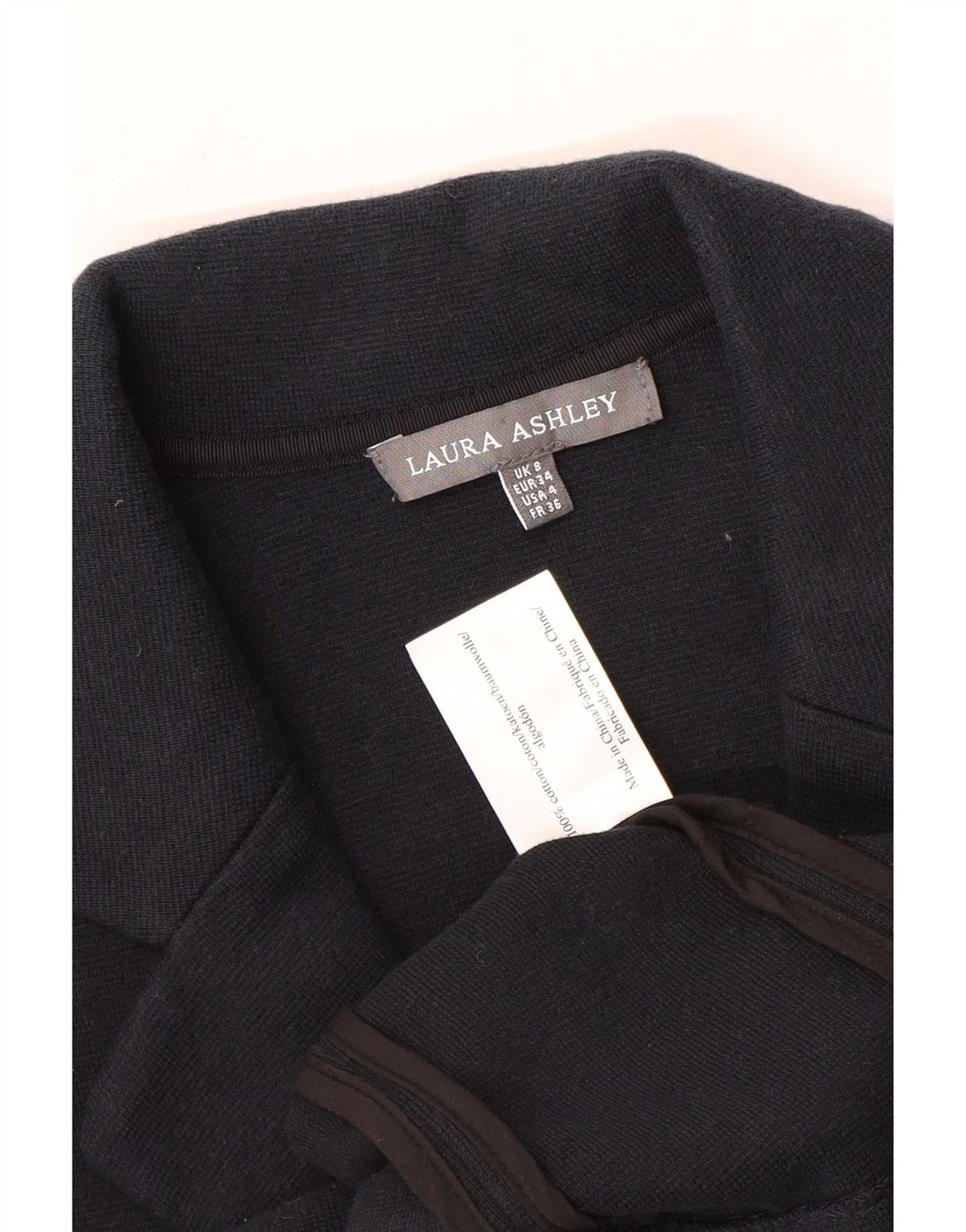 Laura Ashley Womens 3 Button Knit Blazer Jacket UK 8 Small Navy Blue Cotton