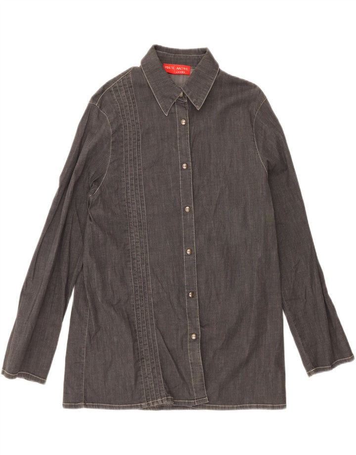 KRIZIA Womens Denim Shirt UK 18 XL Grey Cotton Vintage Krizia and Second-Hand Krizia from Messina Hembry 