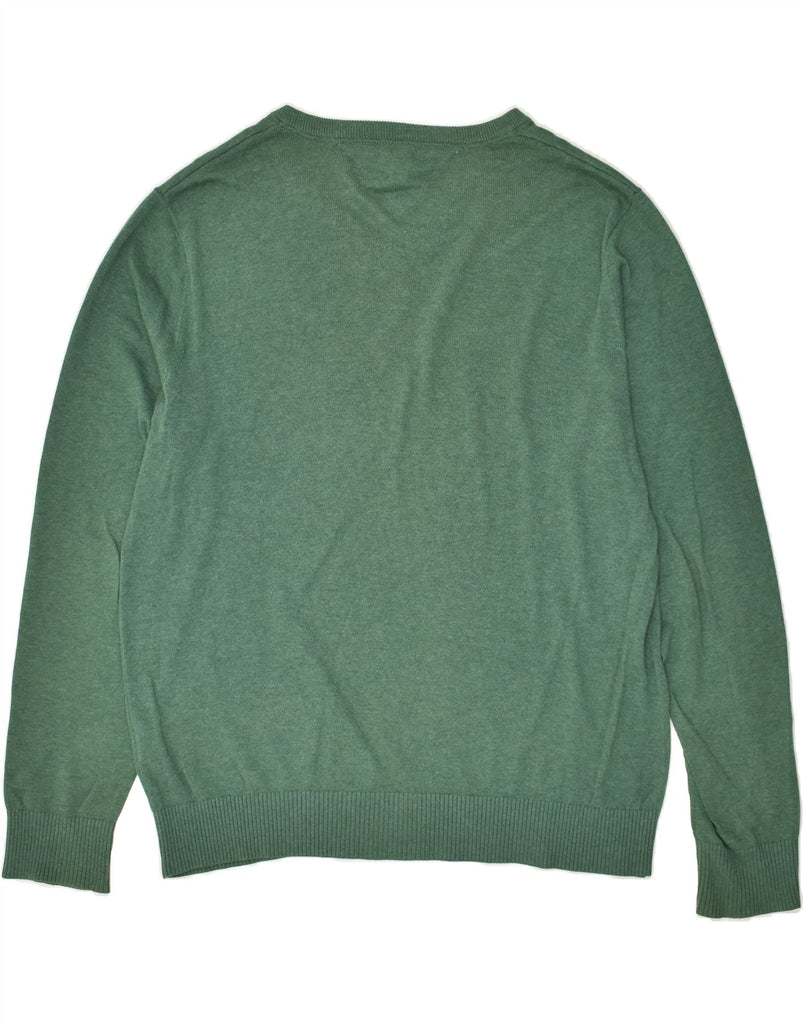 TOMMY HILFIGER Mens V-Neck Jumper Sweater Large Green Cotton | Vintage Tommy Hilfiger | Thrift | Second-Hand Tommy Hilfiger | Used Clothing | Messina Hembry 