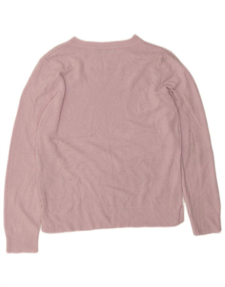 Marks & Spencer Womens Crew Neck Jumper Sweater UK 12 Medium Pink Acrylic
