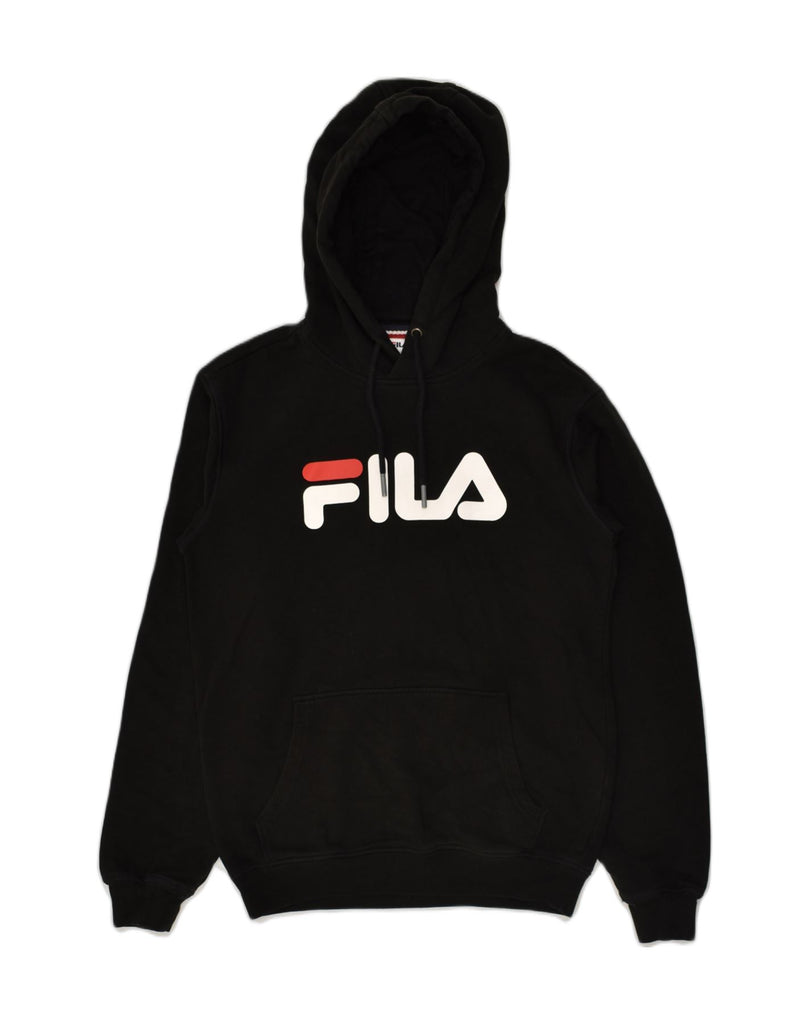 FILA Mens Graphic Hoodie Jumper XS Black Cotton | Vintage Fila | Thrift | Second-Hand Fila | Used Clothing | Messina Hembry 