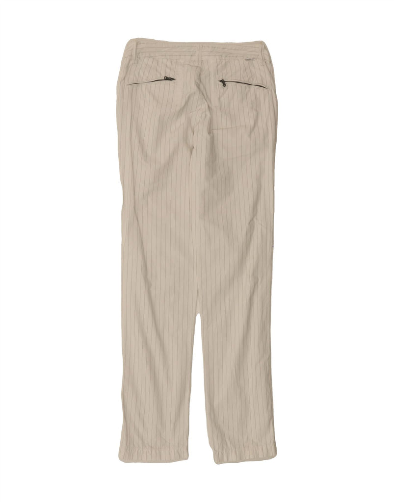 CALVIN KLEIN Womens Slim Chino Trousers W28 L30 White Striped Cotton Vintage Calvin Klein and Second-Hand Calvin Klein from Messina Hembry 