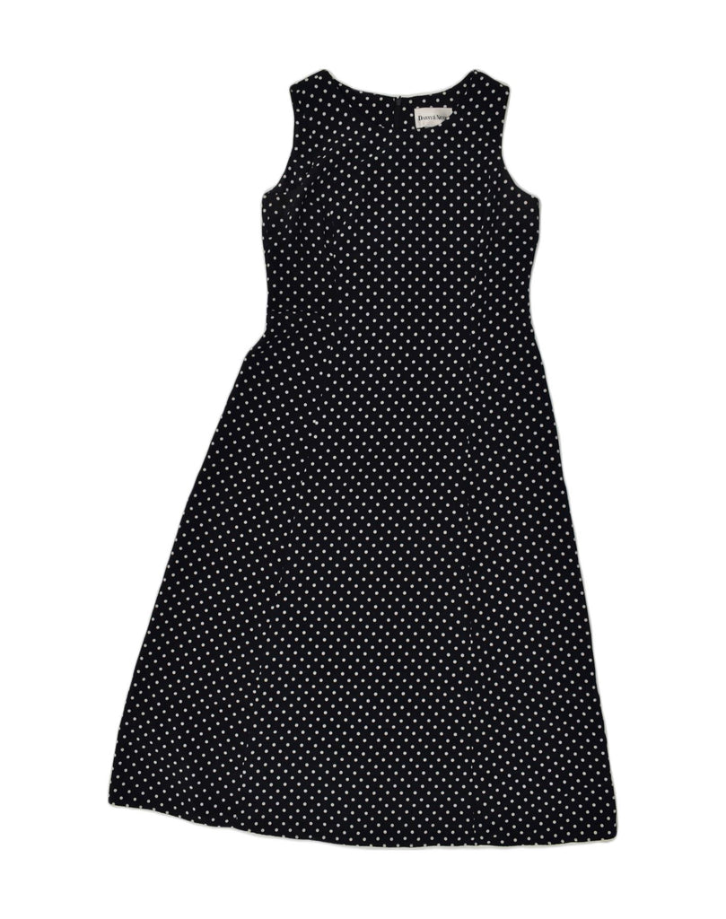 VINTAGE Womens Sleeveless A-Line Dress UK 12 Medium  Black Polka Dot | Vintage Vintage | Thrift | Second-Hand Vintage | Used Clothing | Messina Hembry 