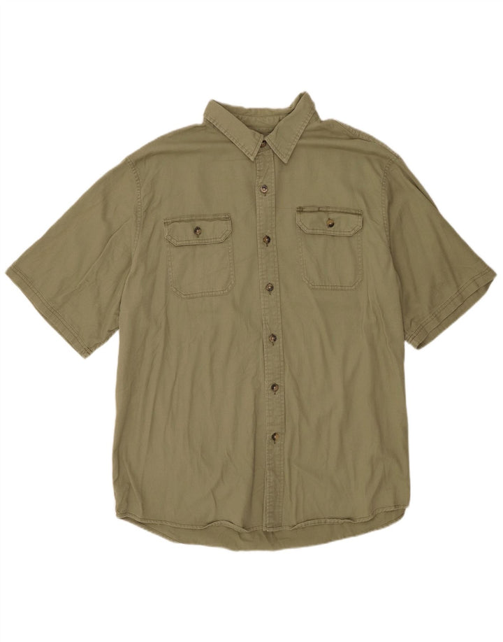 Wrangler Mens Short Sleeve Shirt XL Khaki Cotton