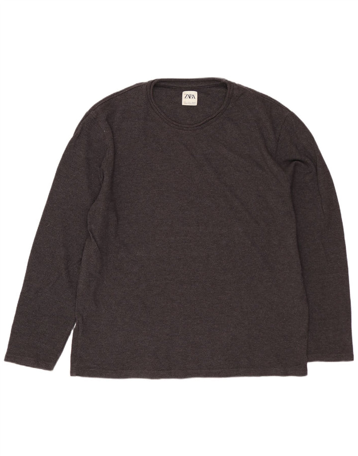 ZARA Mens Top Long Sleeve Large Grey