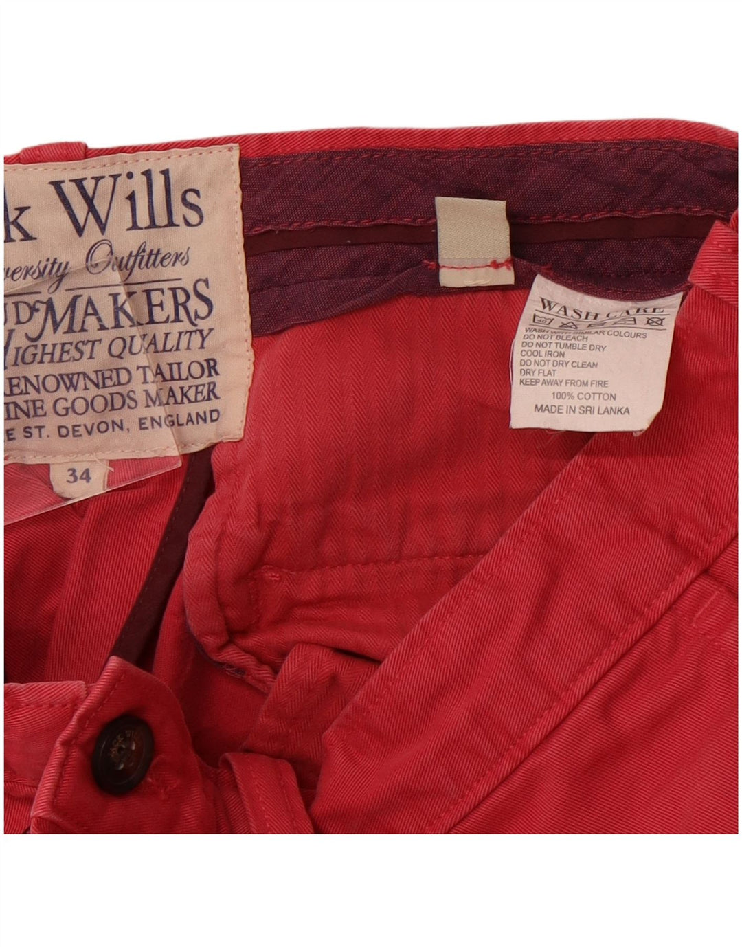 Jack Wills Mens Chino Shorts W34 Large  Pink Cotton