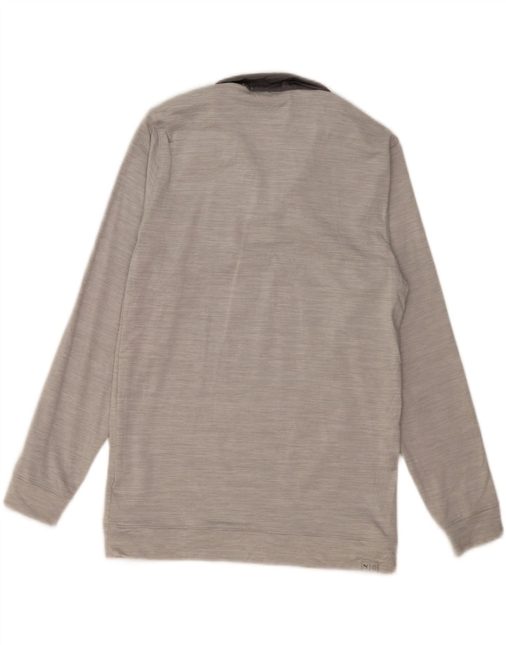 PUMA Mens Zip Neck Sweatshirt Jumper Small Grey Colourblock Polyester