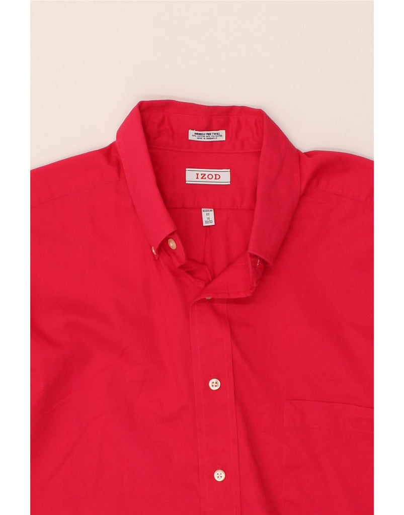 IZOD Mens Regular Fit Shirt Size 16 Large Red Cotton Vintage Izod and Second-Hand Izod from Messina Hembry 