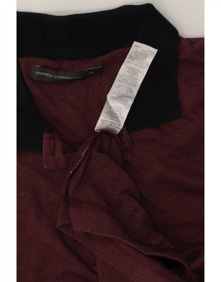 French Connection Mens Rugby Polo Shirt Medium Burgundy Cotton