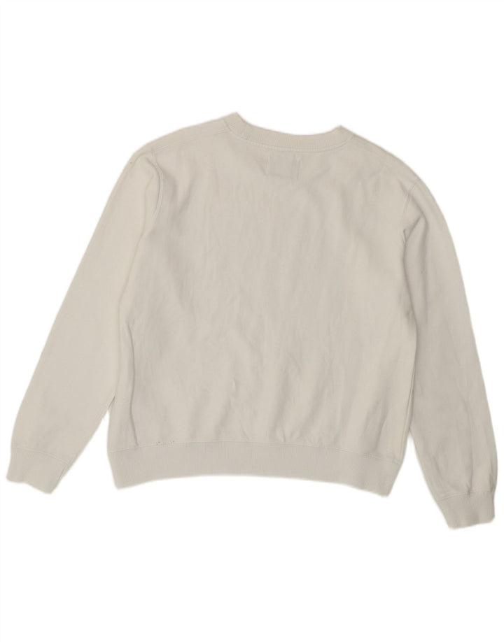 Calvin Klein Womens Graphic Sweatshirt Jumper UK 10 Small White Cotton