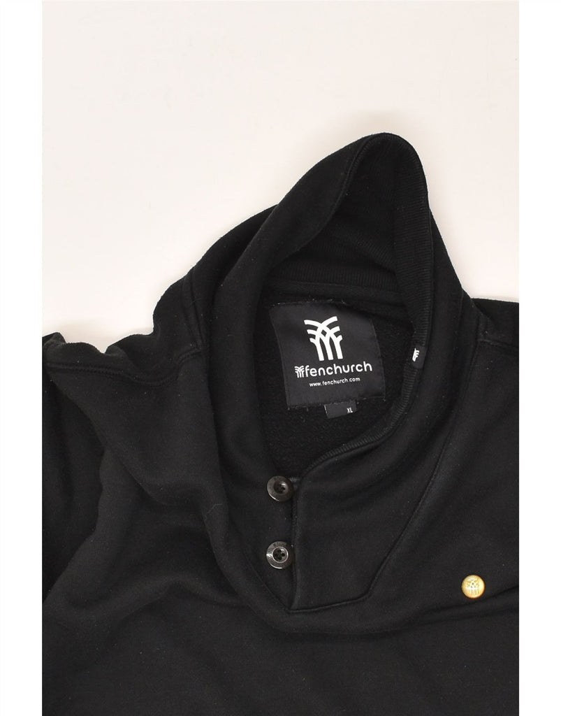 FENCHURCH Mens Shawl Neck Sweatshirt Jumper XL Black Polyester | Vintage Fenchurch | Thrift | Second-Hand Fenchurch | Used Clothing | Messina Hembry 