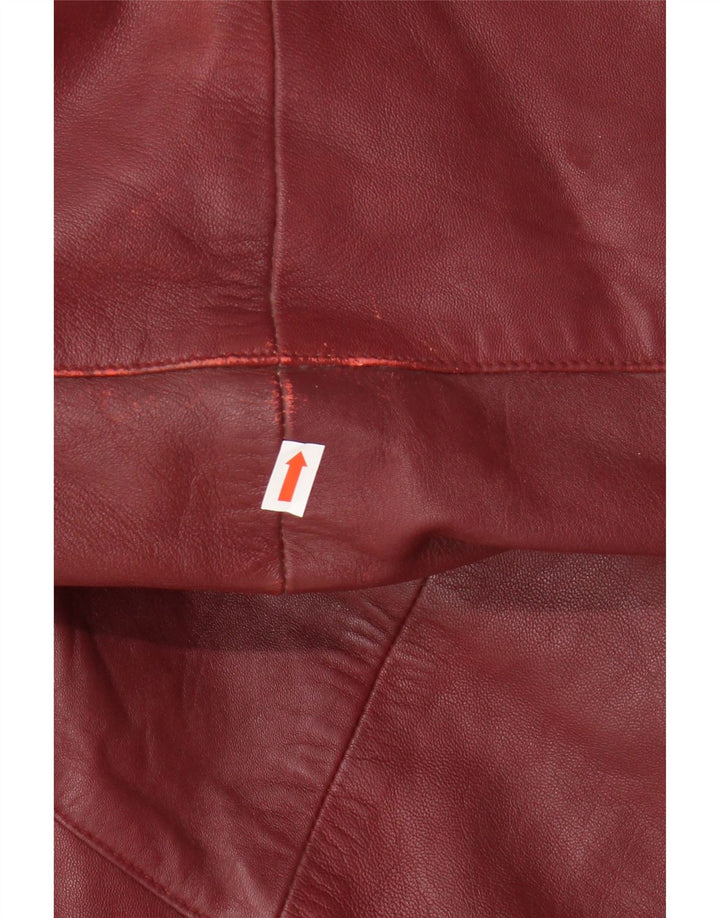 Barisal Womens Oversized Leather Coat EU 48 2XL Maroon Leather