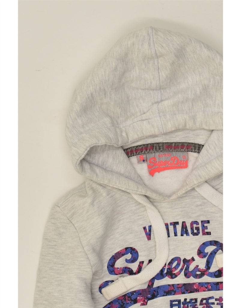 SUPERDRY Womens Vintage Graphic Hoodie Jumper UK 10 Small Grey Cotton | Vintage Superdry | Thrift | Second-Hand Superdry | Used Clothing | Messina Hembry 