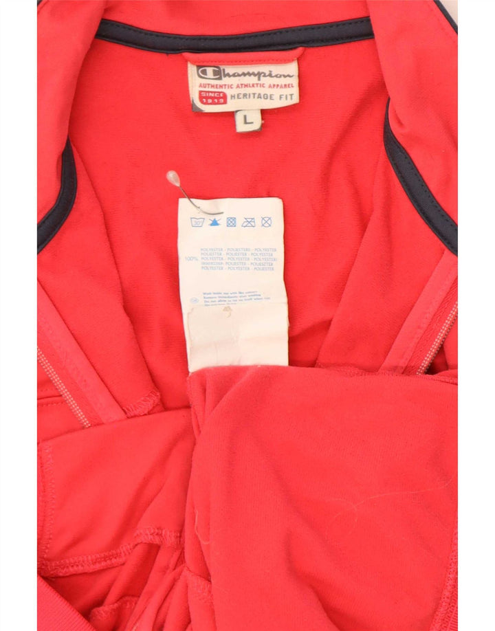 Champion Womens Heritage Fit Tracksuit Top Jacket UK 16 Large Red Polyester