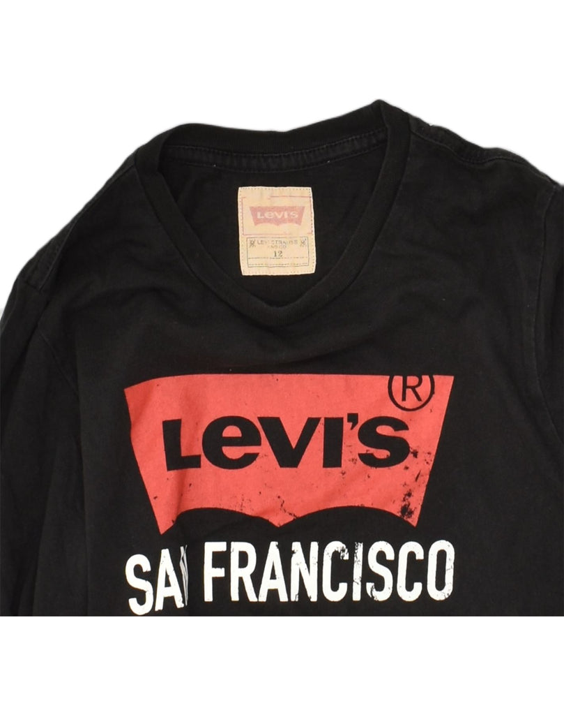 LEVI'S Boys San Francisco Graphic Top Long Sleeve 11-12 Years Black Cotton | Vintage Levi's | Thrift | Second-Hand Levi's | Used Clothing | Messina Hembry 