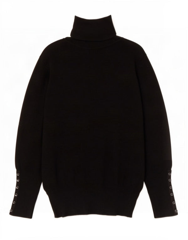 Zara Womens Roll Neck Jumper Sweater UK 14 Large Black Rayon