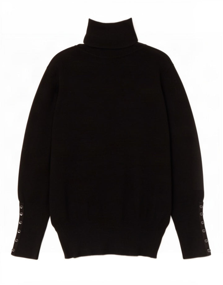 Zara Womens Roll Neck Jumper Sweater UK 14 Large Black Rayon