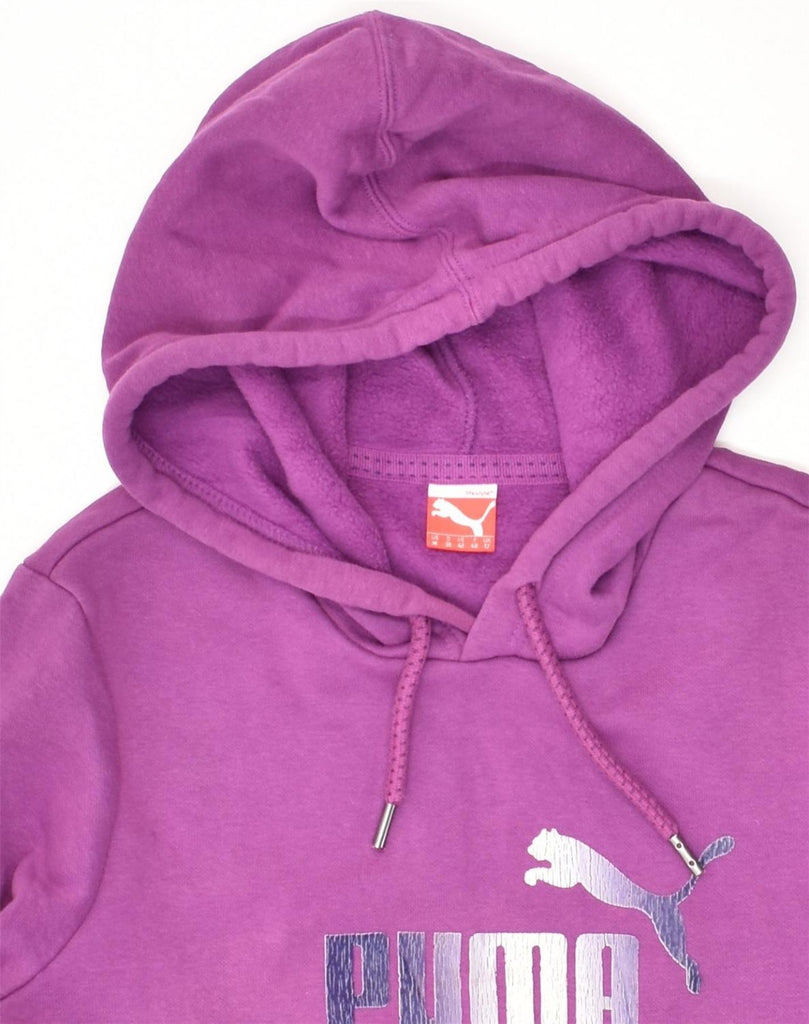 PUMA Womens Graphic Hoodie Jumper UK 12 Medium  Purple Cotton | Vintage Puma | Thrift | Second-Hand Puma | Used Clothing | Messina Hembry 