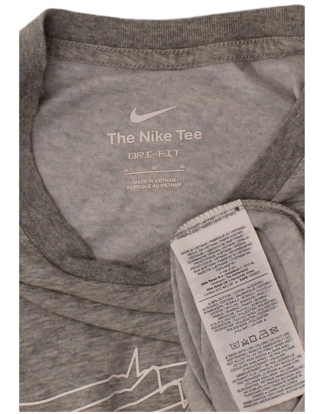 NIKE Mens Dri Fit Graphic T-Shirt Top Medium Grey Cotton