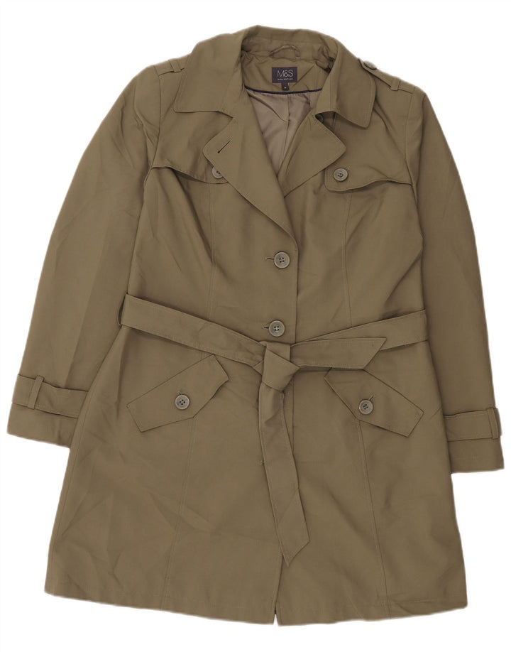 Marks & Spencer Womens Trench Coat UK 14 Large  Khaki Polyester