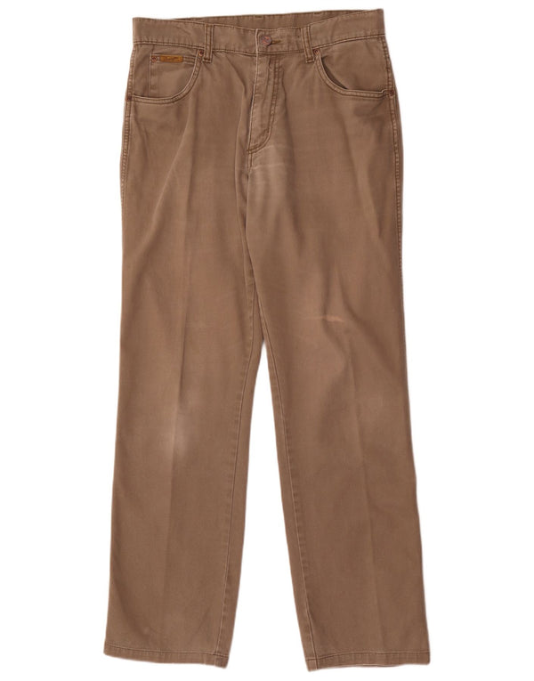 Wrangler Mens Texas Stretch Straight Casual Trousers W31 L31 Brown Cotton
