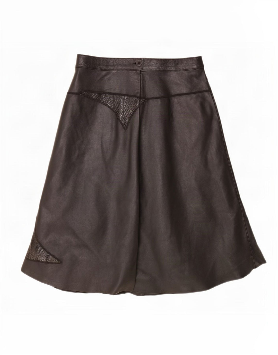 Vintage Womens Leather Skirt IT 44 Medium W28 Black Patchwork